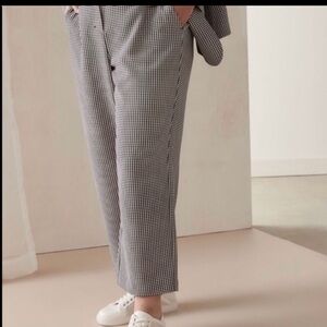 ADDITIONAL ELLE houndstooth cropped wide pants partial elastic waist black sz 12